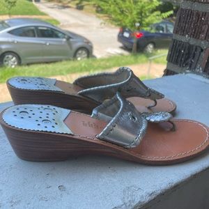 Jack Rodgers silver metallic wedge sandals